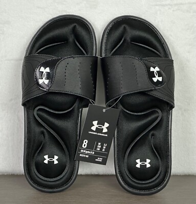 Under Armour Women's Black Slides Adjustable Strap Size 8 New With Tag