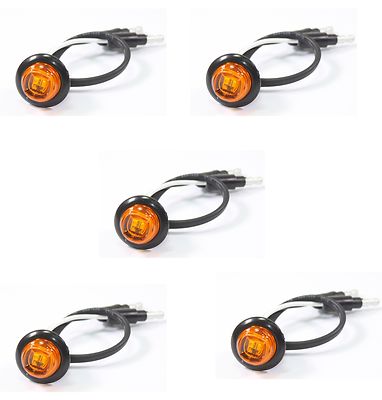 5 3/4'' Bullet Amber Round Mini LED Lights Clearance Side Marker Truck Trailer