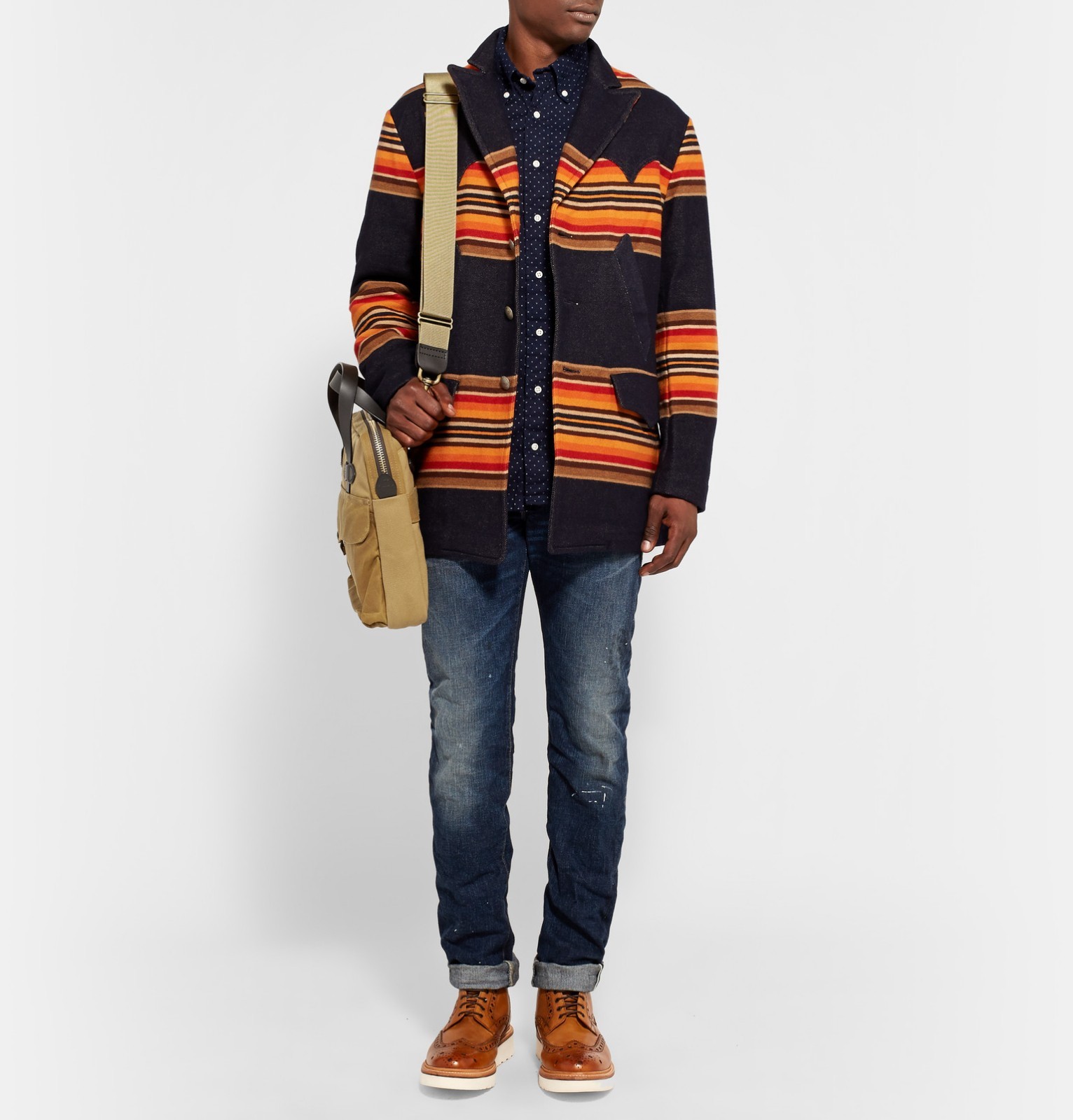 RRL double rl Men's Blue Brooks Selvedge Henderson Slim Fit