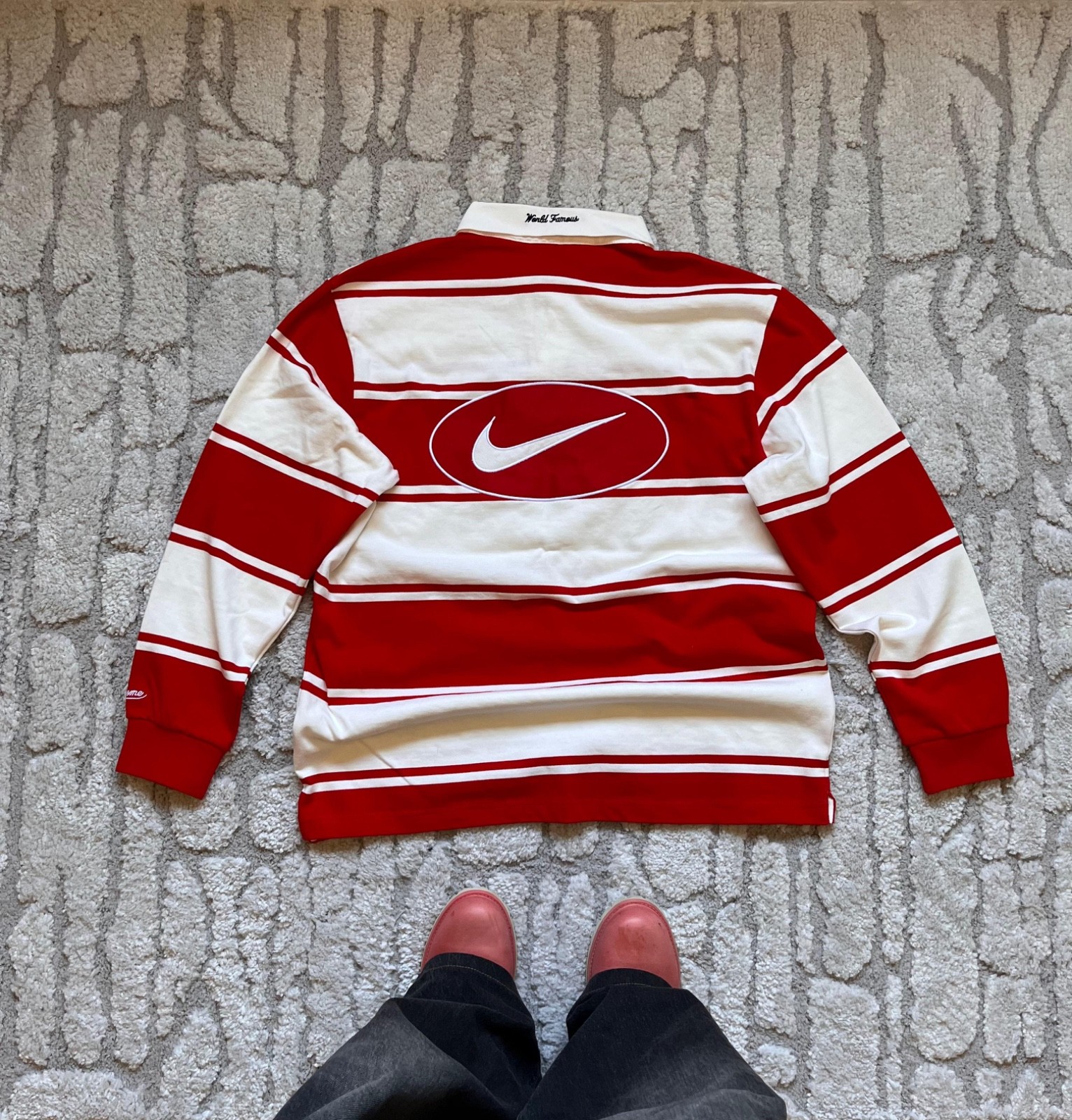 Supreme x Nike Polo Rugby Long Sleeve Red Version Large | eBay