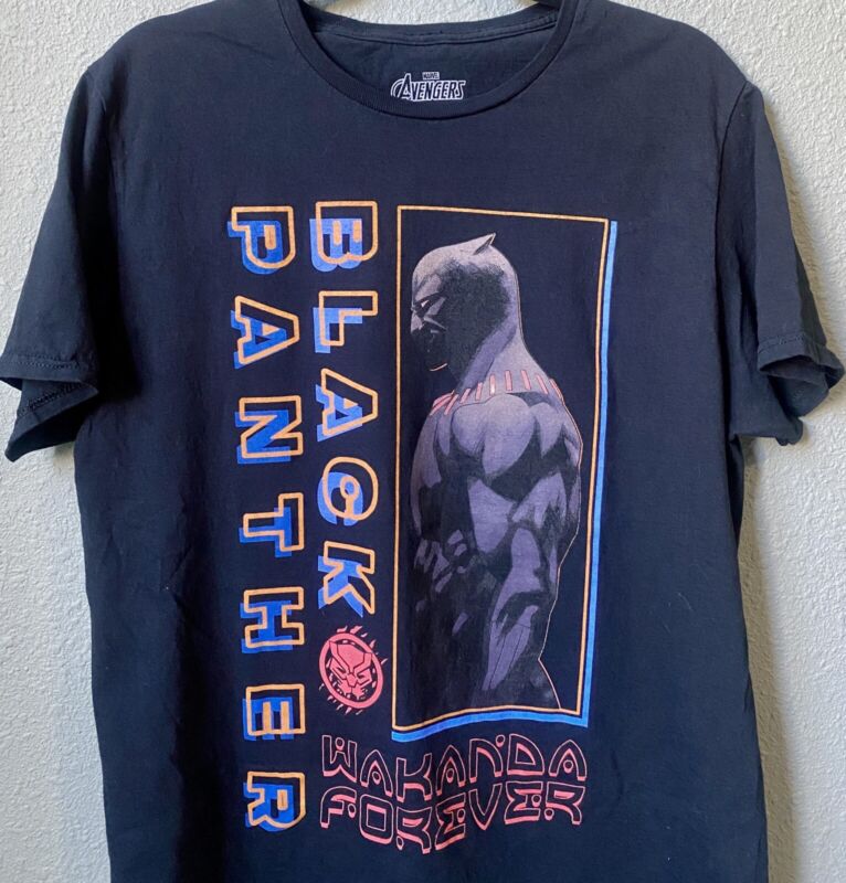 Marvel Avengers Official Black Panther Wakanda Forever  Graphic T Shirt Large