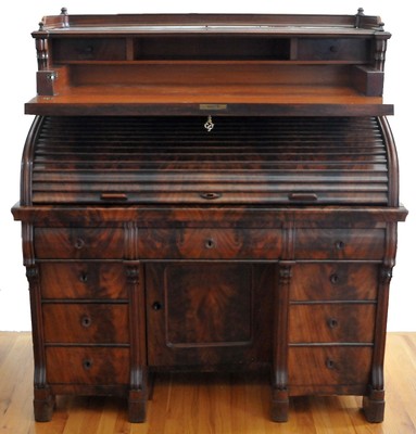 Renaissance Revival  Mahogany 19th Century Roll Top Desk, Germany, 1860s