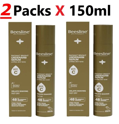 2 Packs Beesline Radiant Bright Under-arm Serum, Delays Shaving 2 X 150 ml