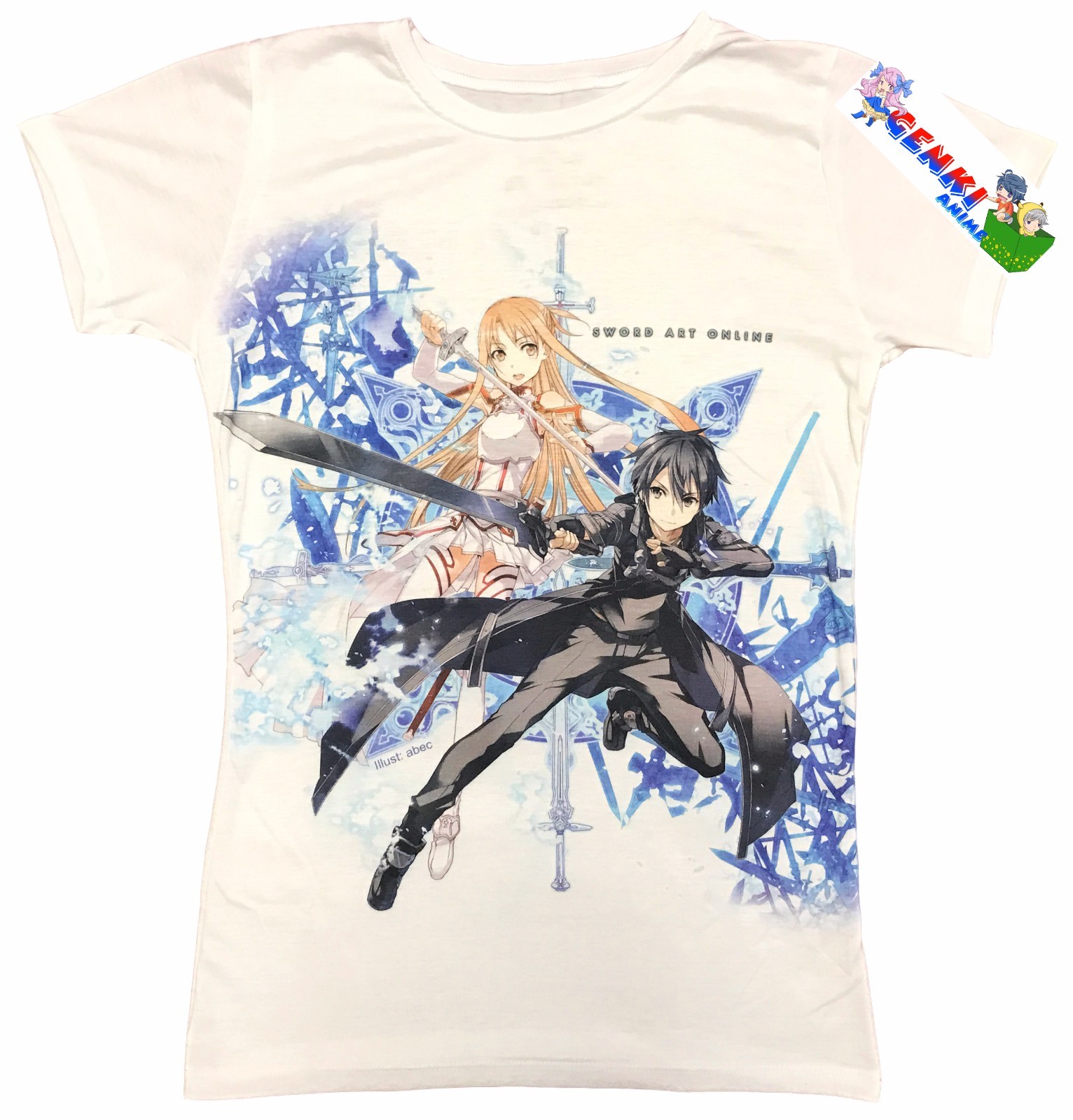 ** Легальное ** Искусство меча Онлайн, Аутентичная футболка Asuna Kirito Battle Key Art #59191