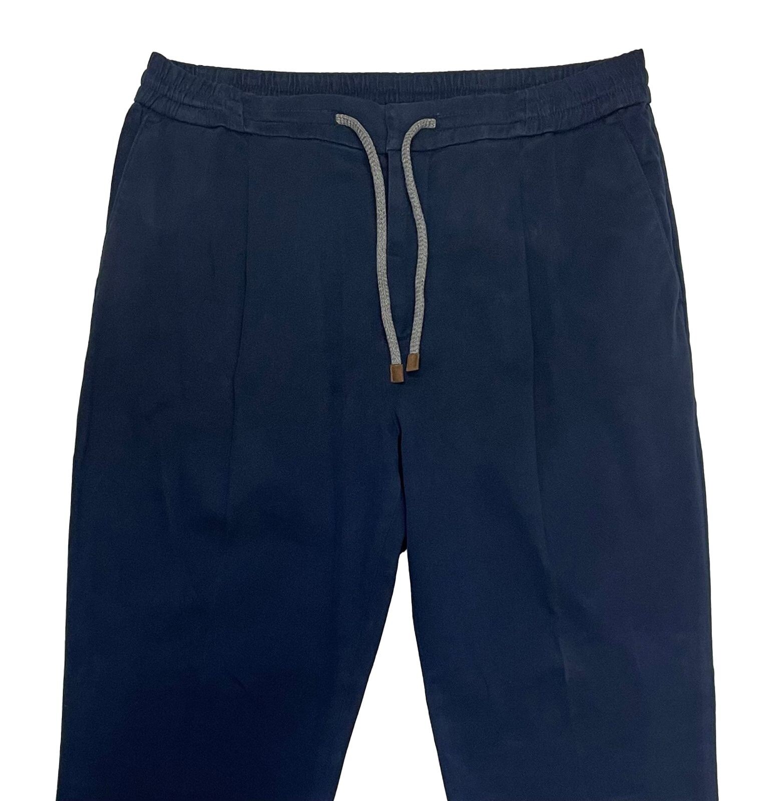 Pre-owned Brunello Cucinelli Men's Pants Size 36 / 52 Blue Cotton Blend Drawstring $1,195