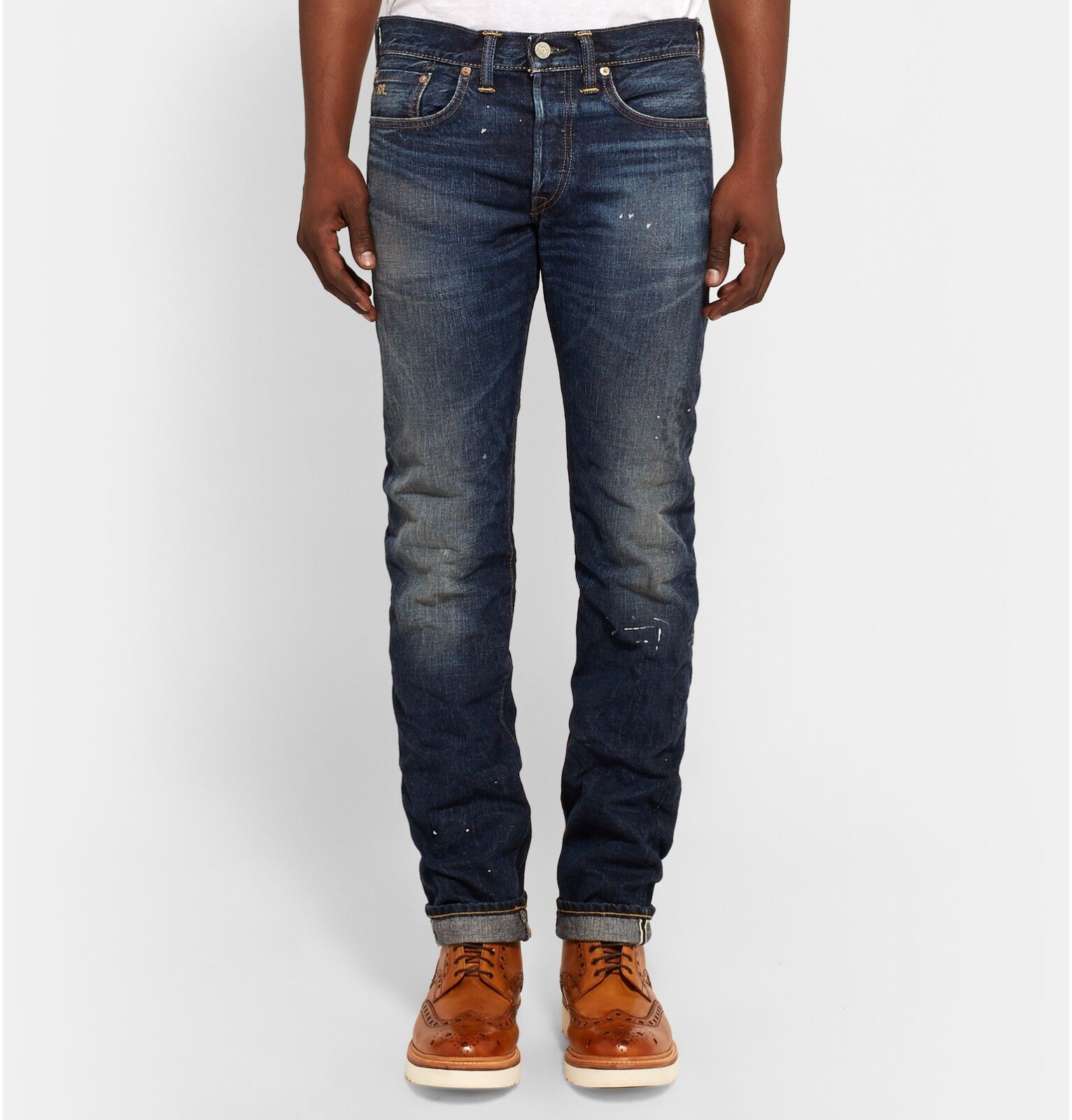 RRL double rl Men's Blue Brooks Selvedge Henderson Slim Fit RRL double rl Men's Blue Brooks Selvedge Henderson Slim Fit