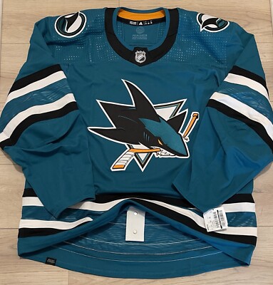 NEW Adidas MiC San Jose Sharks Primegreen Home Teal Team Issue Jersey Size 58