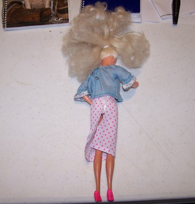 Cute Barbie in Blue Top and Polka Dot Skirt