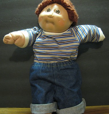 Cabbage Patch Kids Boy Doll Short Brown Hair Jeans - Coleco - 1982 Vintage