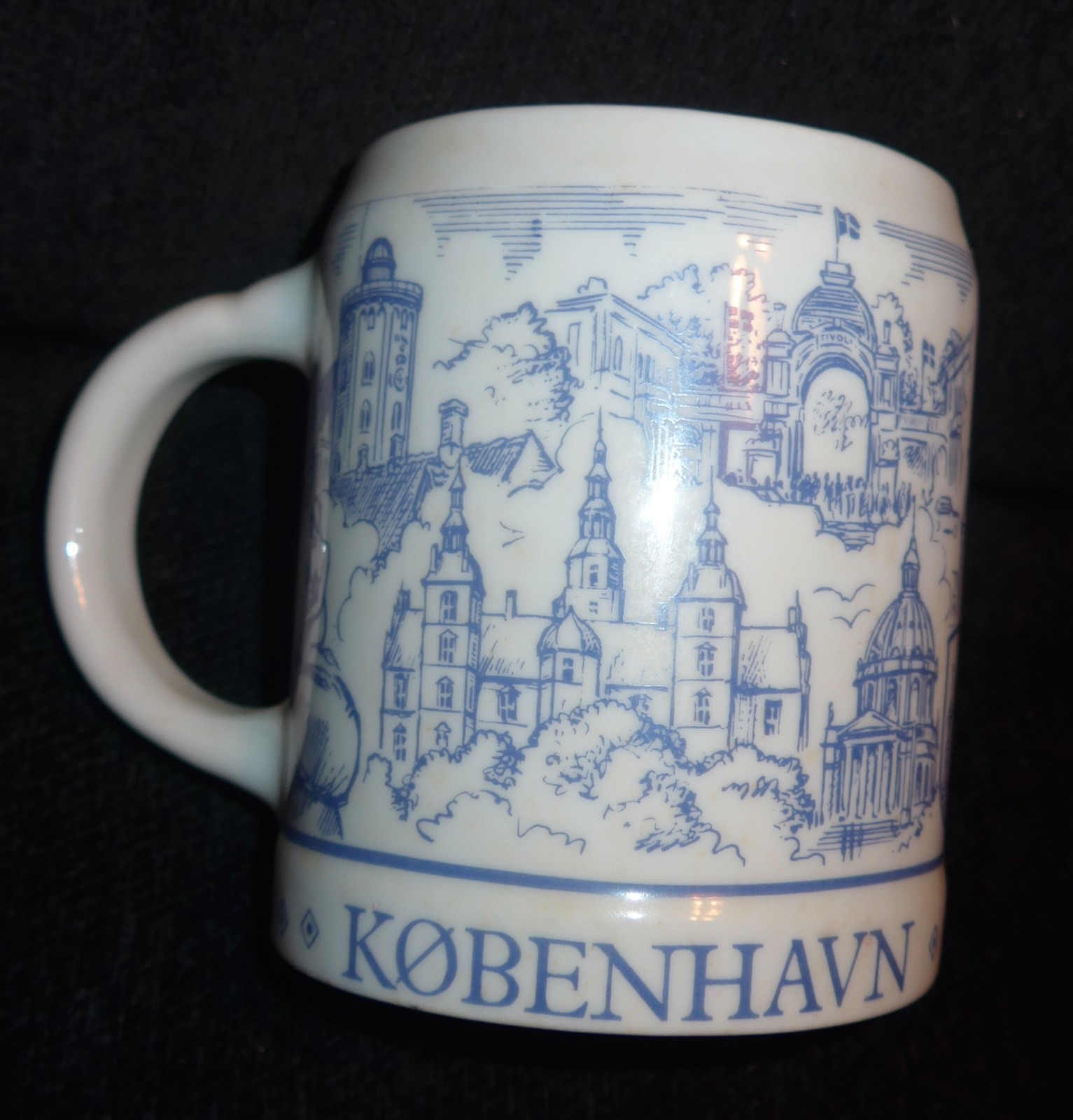 1977 Kobenhavn Vintage Beer Mug BYGDO Denmark Copenhagen Blue Scandinavian