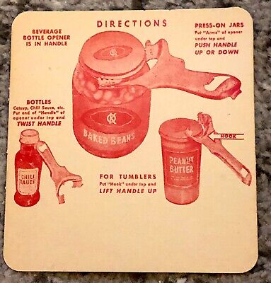 Grocery Store Sign Vintage Metal Jar Opener Pry-A-Lid 1950's Original NOS Unused