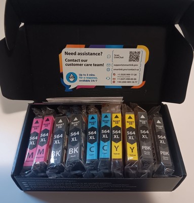 Smart Ink for HP Printer 564XL Black Cyan Magenta Yellow 10 Pack Photo Smart