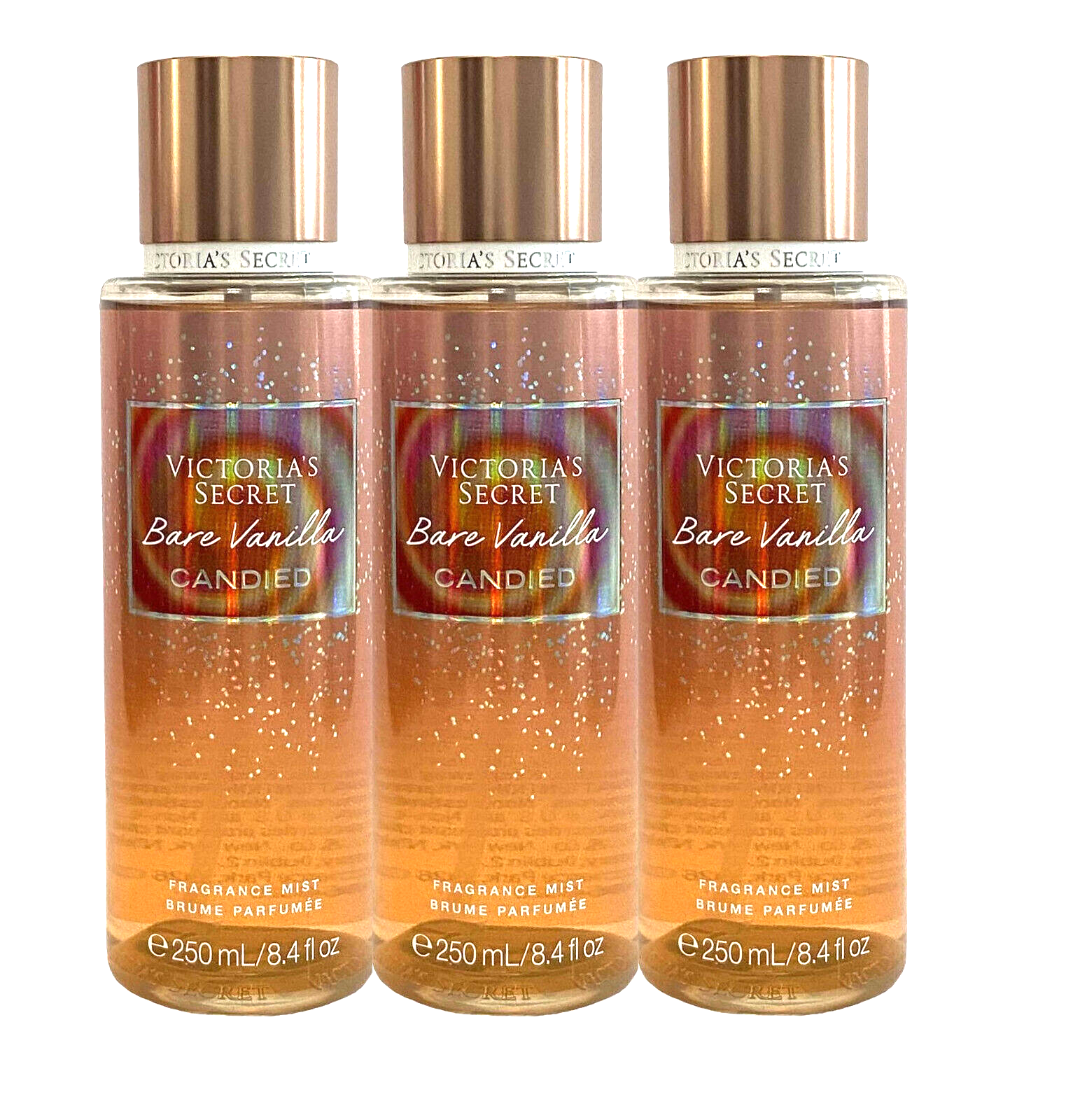 3 VICTORIA'S SECRET FRAGRANCE MIST BARE VANILLA CANDIED 8.4