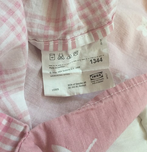 Ikea Vandring Skog Pink Crib Duvet Cover Bug Insect Plaid Check White Baby Girl