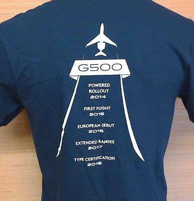 Gulfstream Aerospace G500 A New Era Has Arrived Blue T-Shirt Adult Size Medium