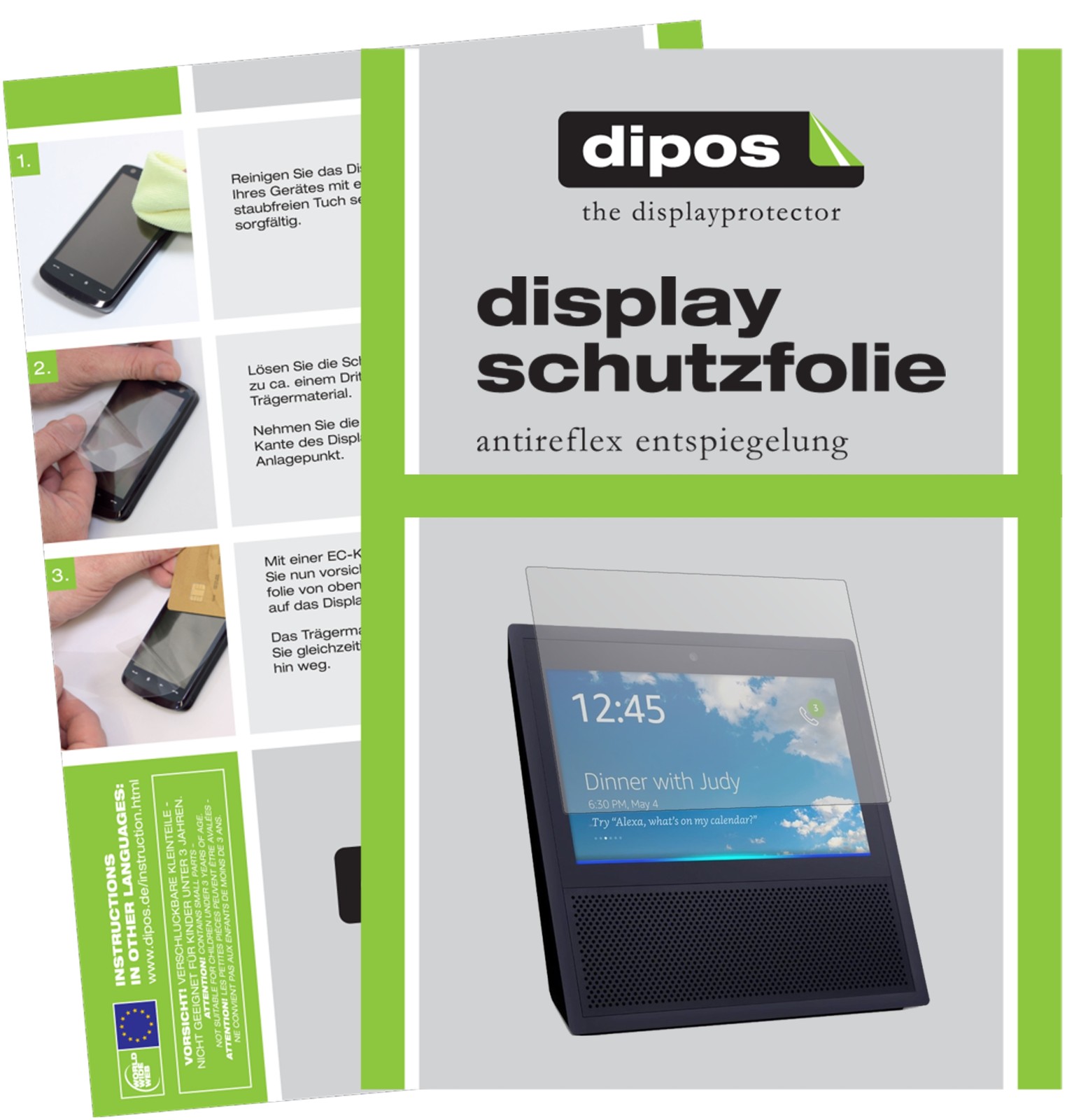 2x Pellicola per Amazon Echo Show Protettiva Protezione Antiriflesso dipos