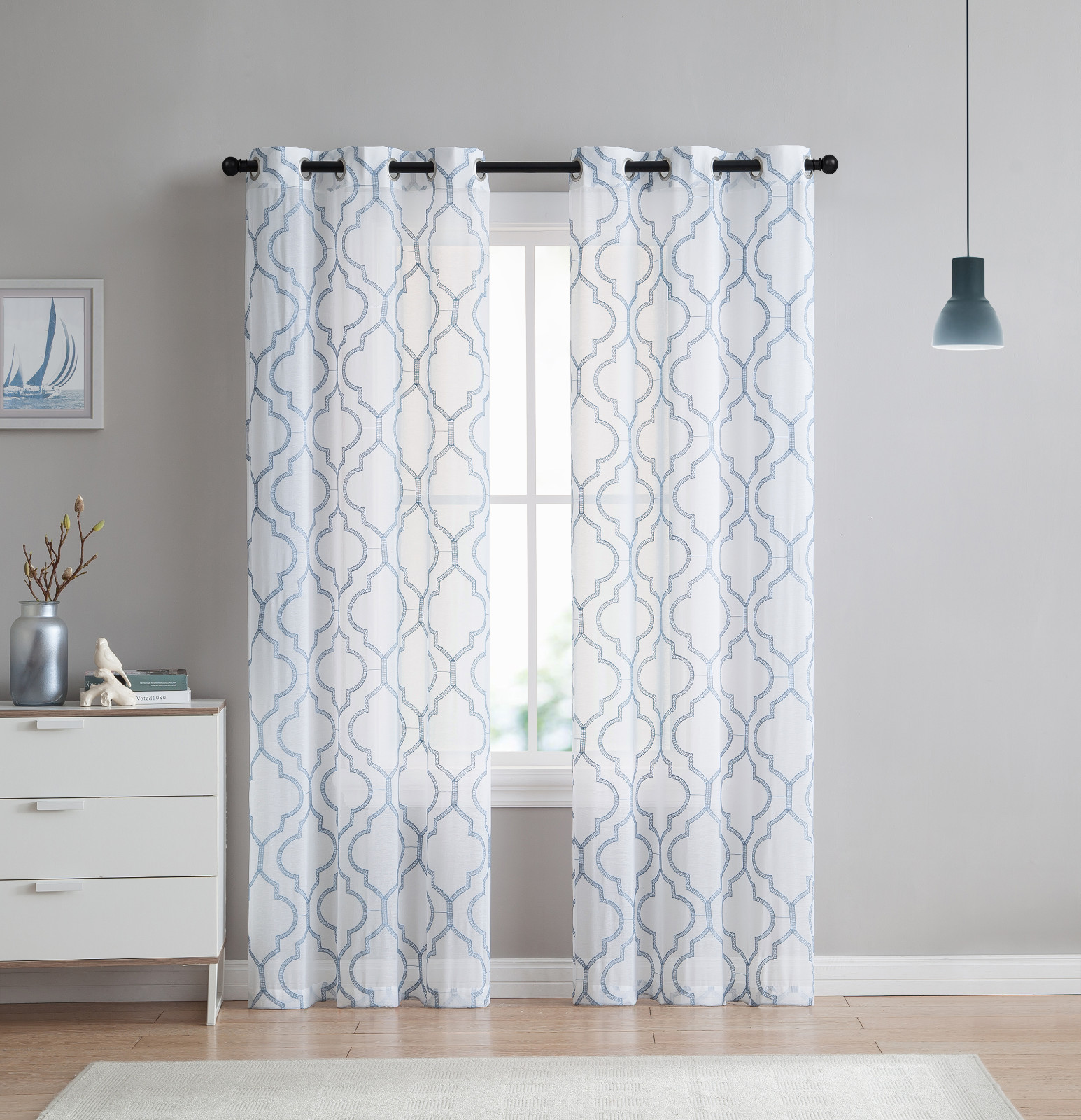 2 Pack: VCNY Home Charlotte Trellis Curtain Panels - Assorted Colors & Lengths