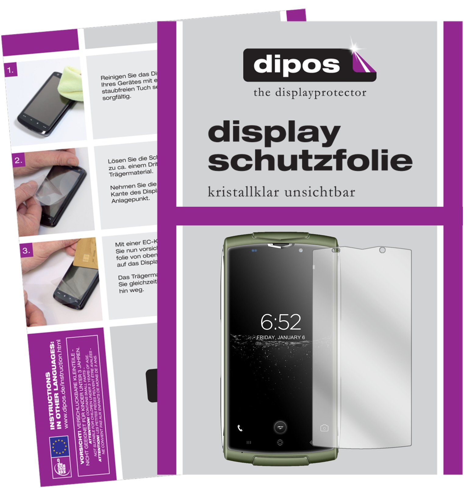 2x Pellicola per HomTom S99 Protettiva Protezione Schermo Cristallo dipos
