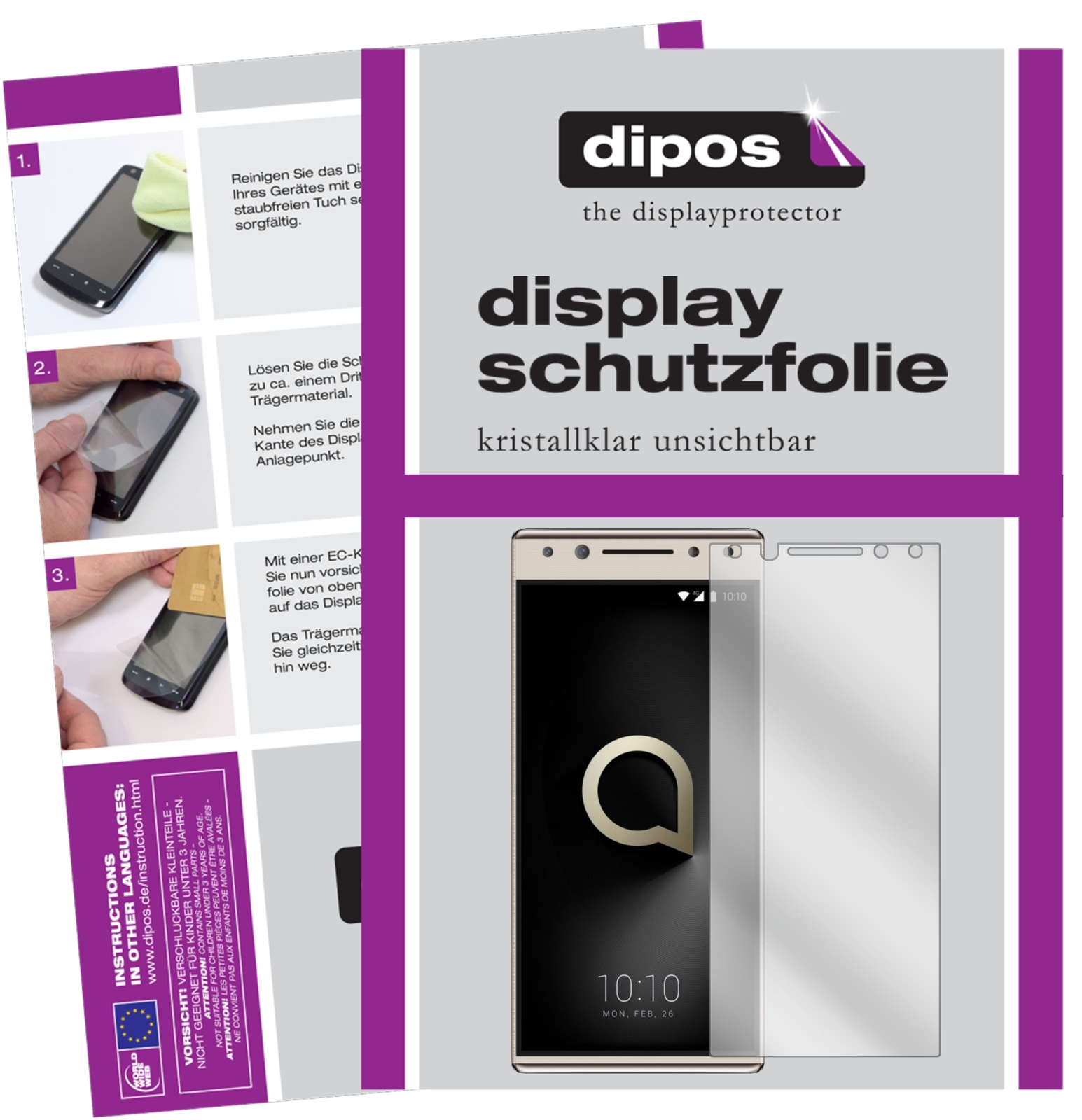 Dipos Pellicola Protettiva Per Alcatel Idol 5s (3 Pezzi) - Copertura Totale, Anti-Urto