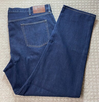 $65 New Lands' End Men's Relaxed Fit 5 Pocket Denim Jeans Dark Rinse 44x32