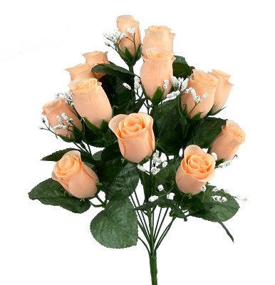 14 Roses Buds Silk Flowers Wedding Bouquets Centerpiece Fake Faux Artificial