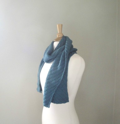 Steel Blue Scarf Men Women Teens Hand Knit Large Long Scarf Muffler Soft Cuddly
