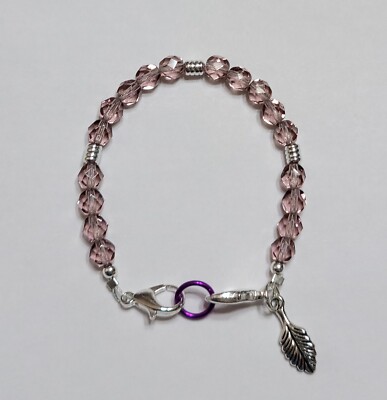 Light Amethyst Purple Czech Glass Medical Alert ID Replacement Bracelet 6''