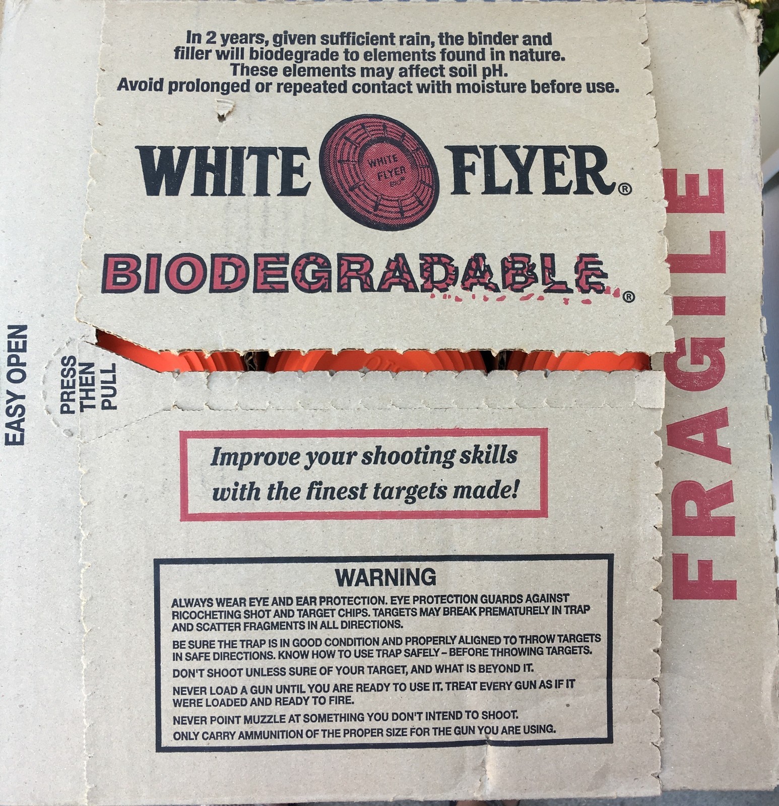 White Flyer Biodegradable Targets - 90 Count - Orange - Skeet, Trap Shooting