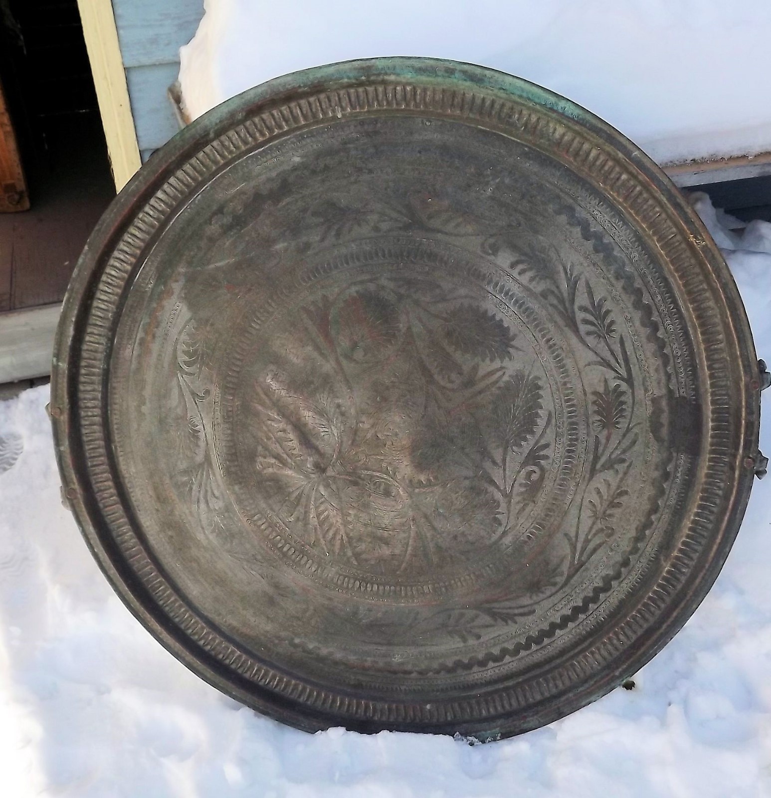 Antique Middle Eastern Islamic Persian Copper Tray 38.5