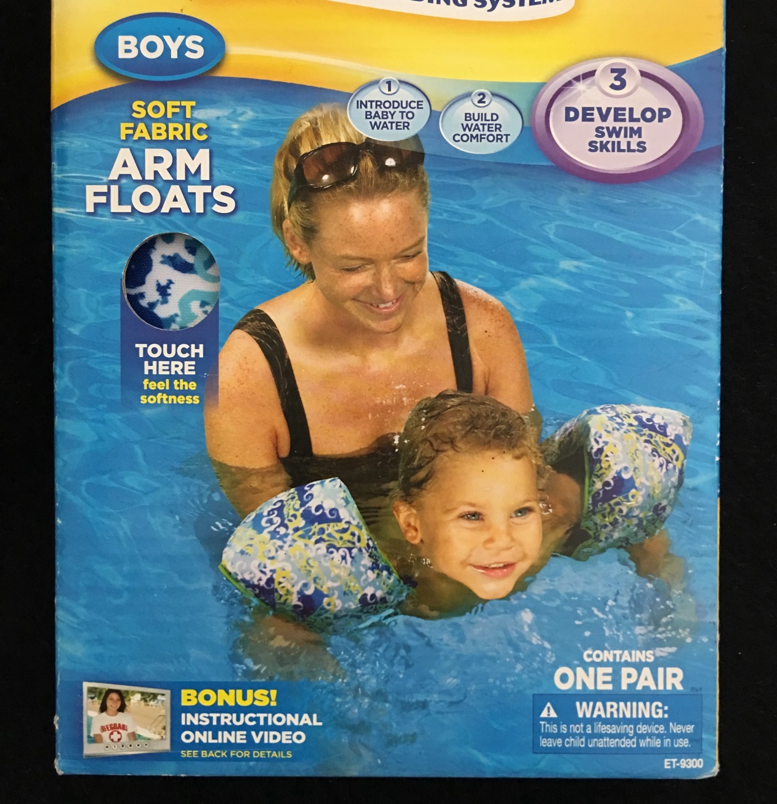 Swim School BOYS Soft Fabric Arm Floats 25-40 lbs Blue SMALL MED Aqua Leisure
