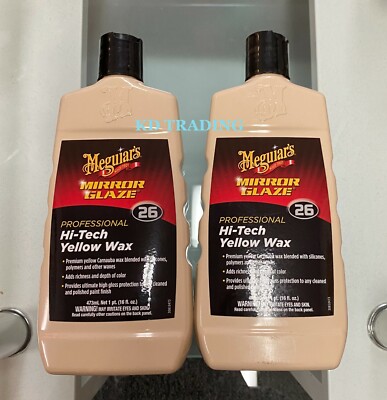 2-Pk Meguiar's Mirror Glaze M26 AUTO PRO Hi-Tech Yellow Carnauba Wax High Gloss