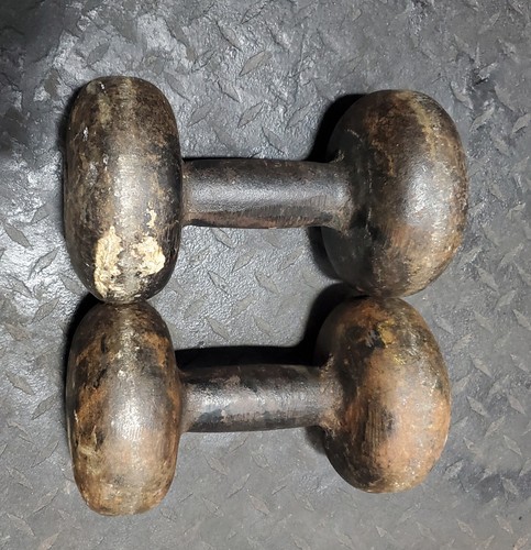 Vintage Weider Barbell Buns Dumbbell htf rare antique 25lb Pair