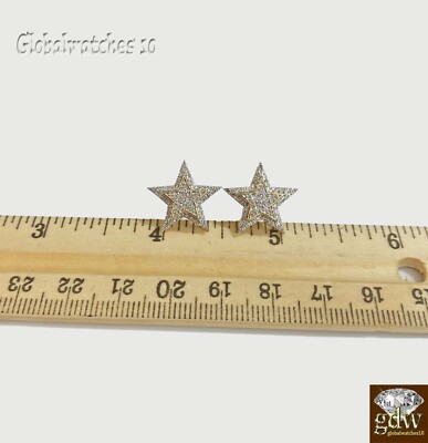 Pre-owned Globalwatches10 10k Yellow Gold Diamond Earring Star Shaped Stud Earring ,screw-back,unisex Real In White
