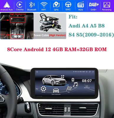 For Audi A4 A5 2009-2016 Touch Screen Car GPS BT Stereo 10.33'' Android 12 DSP AM