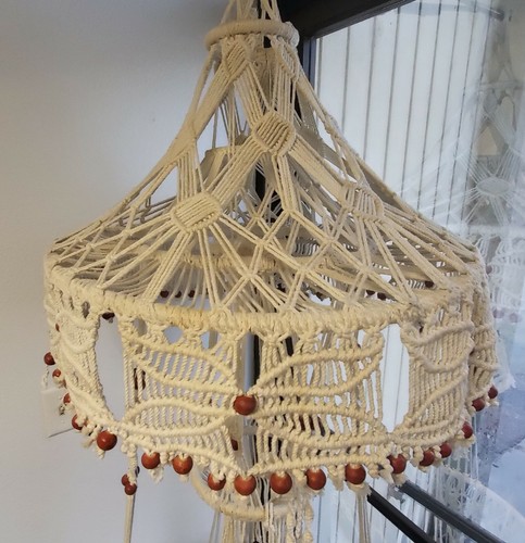 Amazing Vintage Handmade Macrame Hanging Multi Level 3 Tier Plant Holder 6' Tall