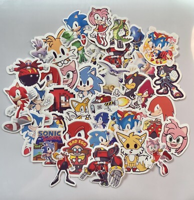 Sonic The Hedgehog Stickers 40 Pack Waterproof Gloss Finish Stickers