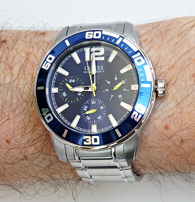 Мужские часы Guess Браслет W1249G2 Trek IP Серебристый Аналоговый Новинка
