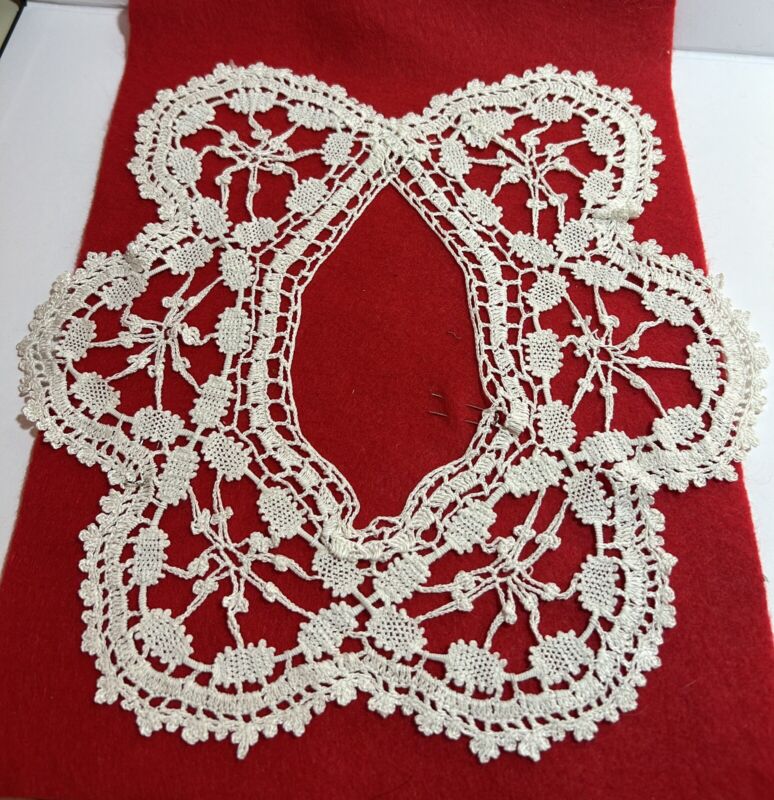 Vintage Antique 20s Victorian Handmade Crotchet Lace Collar Trim Bridal Wedding
