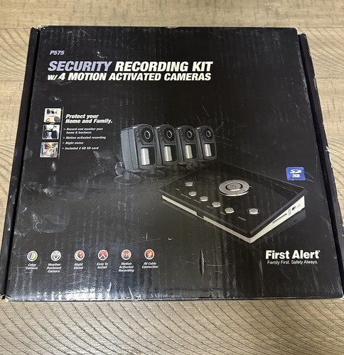 First Alert P575 Security Recording Kit With 4 Motion Activated Cameras New NIB