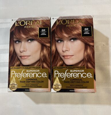 2 Loreal Superior Preference Hair Color #6R LIGHT AUBURN - improved fragrance