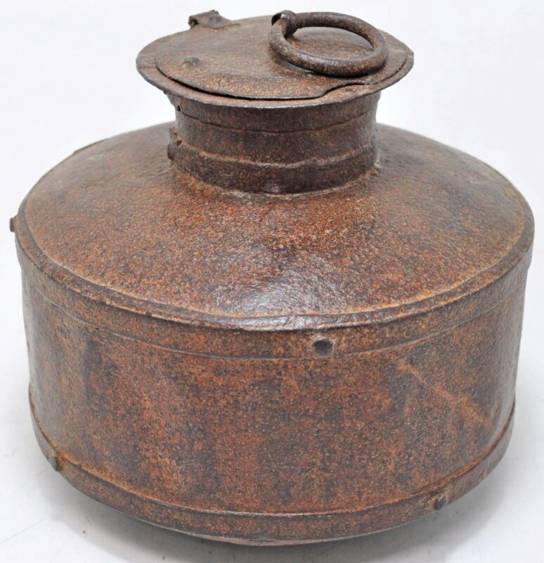Antique Iron Round Water Storage Pot Matka Original Old Hand Crafted
