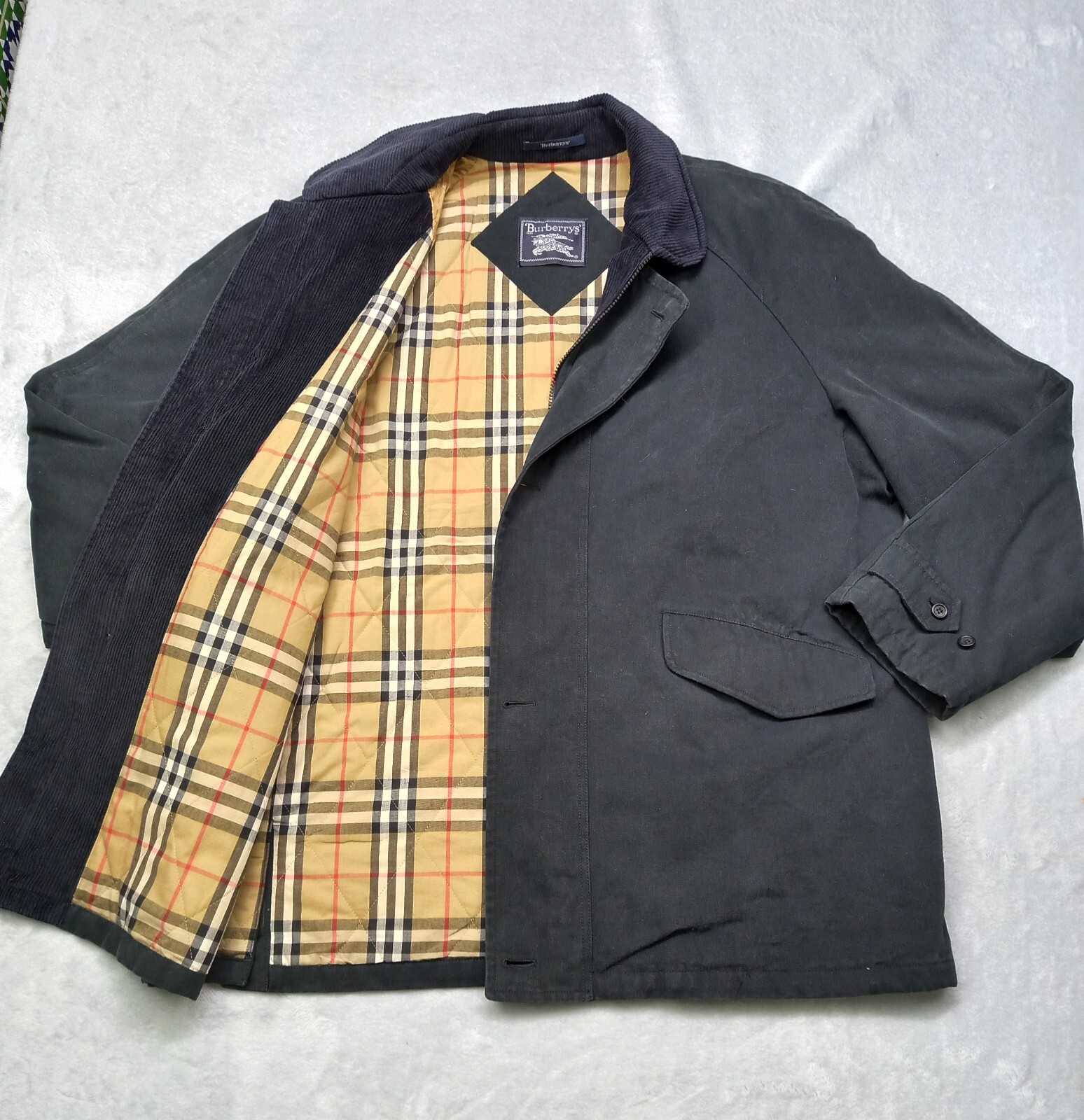 Vintage Burberry 100% Cotton Jacket Coat Winter Nova Check