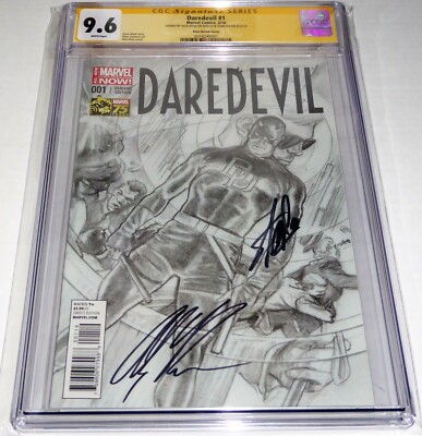 Daredevil #1 CGC SS Dual Signature STAN LEE ALEX ROSS Sketch Variant Cover 9.6