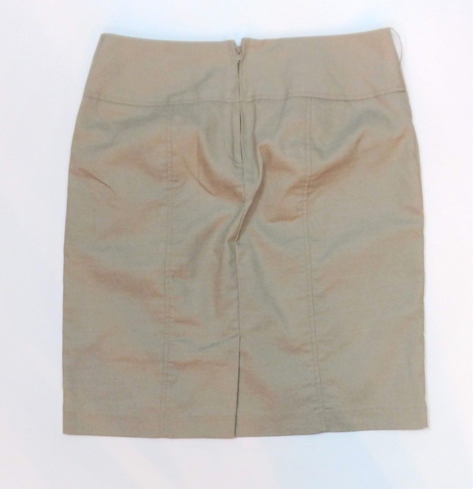 Maurices Womens Size 0 Straight Line Skirt Zip Back Khaki Slight Stretch fit