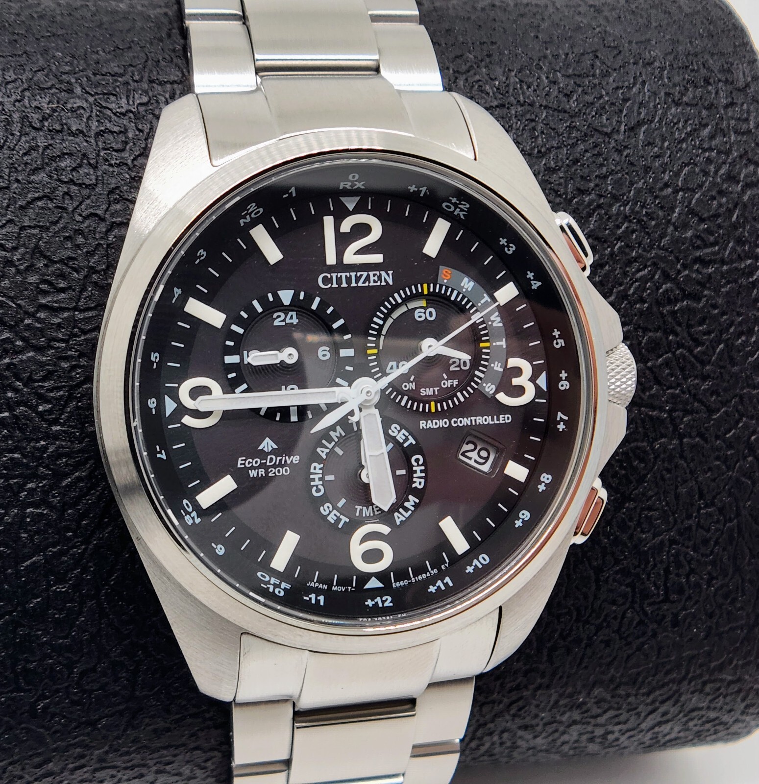 Pre-owned Citizen World Time Radio Controlled Men's Watch Stainless Steel Cb5921-59e