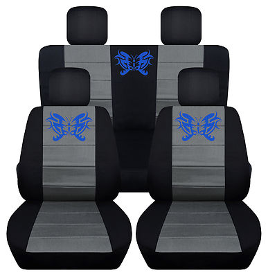 front+rear car seatcovers blk-charcoal Butterfly tattoo fits liberty 02-2012