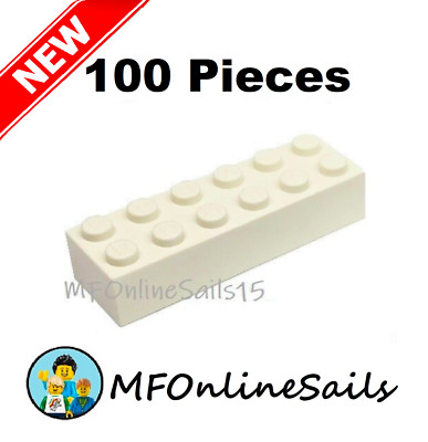 100x NEW LEGO 2x6 White Bricks Piece # 2456 - BULK large bricks