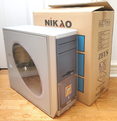 NEW IN BOX vintage Nikao Zeus LX ATX tower - blue/silver - retro sleeper PC case