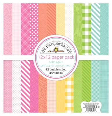 Doodlebug Petite Prints Double-Sided Cardstock 12''X12''-Hello Again