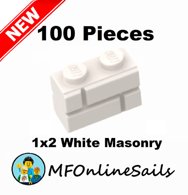**NEW** 100x Genuine LEGO 1x2 Masonry Bricks - White - Piece 98283